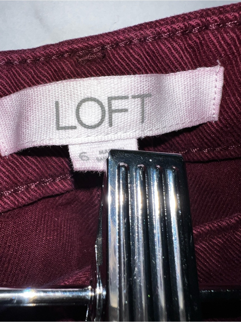 LOFT Burgundy Five-Pocket Seamed Wide-Leg Pants - Size 6 - Picture 6 of 10